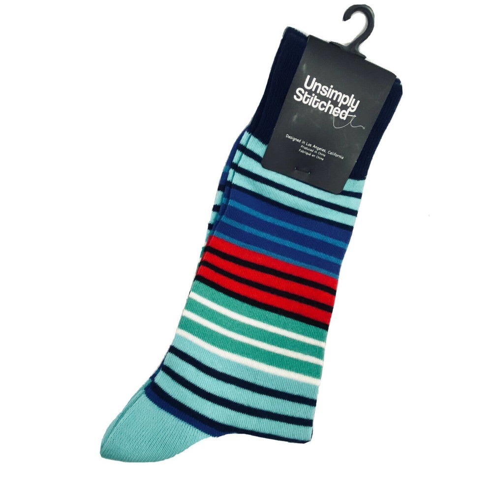 Dress Socks Striped Collegiate retro knit throwback 70s athletic Cotton Colorful